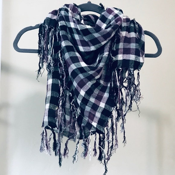 Accessories - SCARF | Black Purple and White Checkered Scarf
